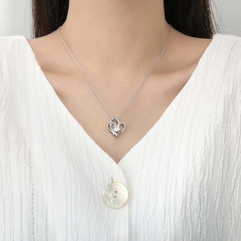 Rose Gold-Tone Double Heart Necklace