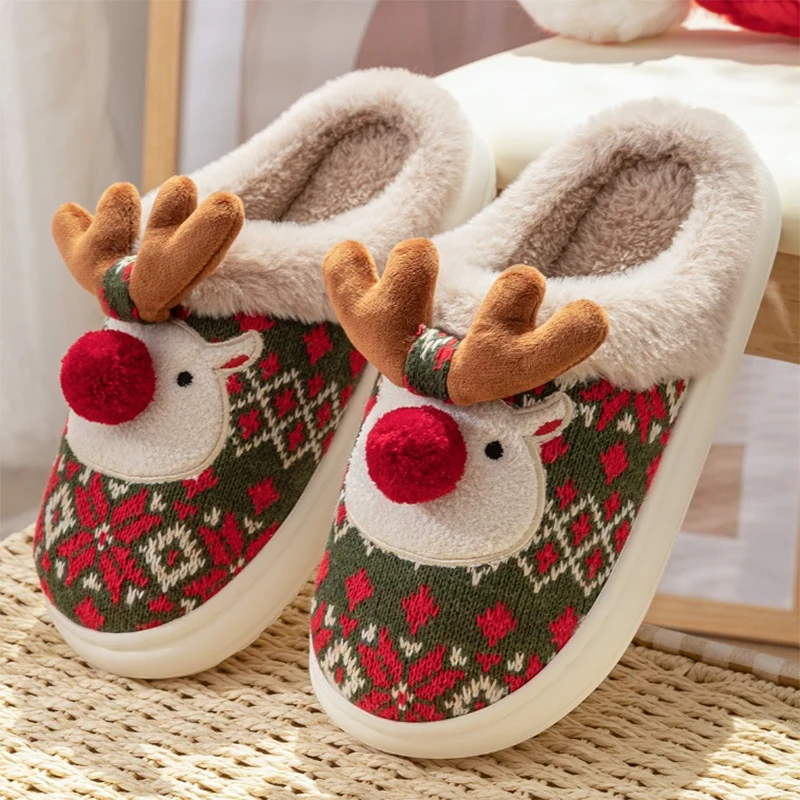Green Christmas Elk Slippers, photo 3