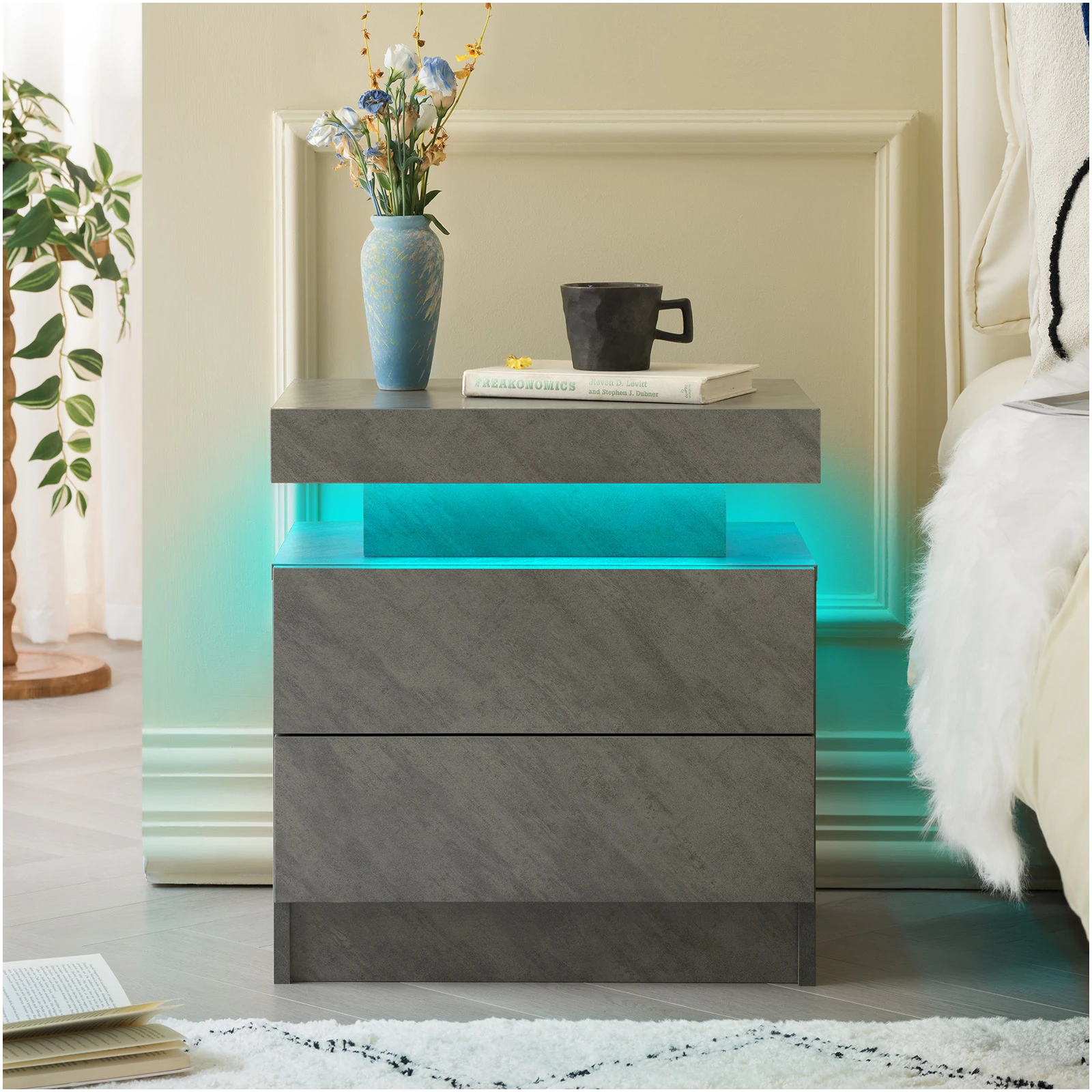LED Bedside Table · Grey