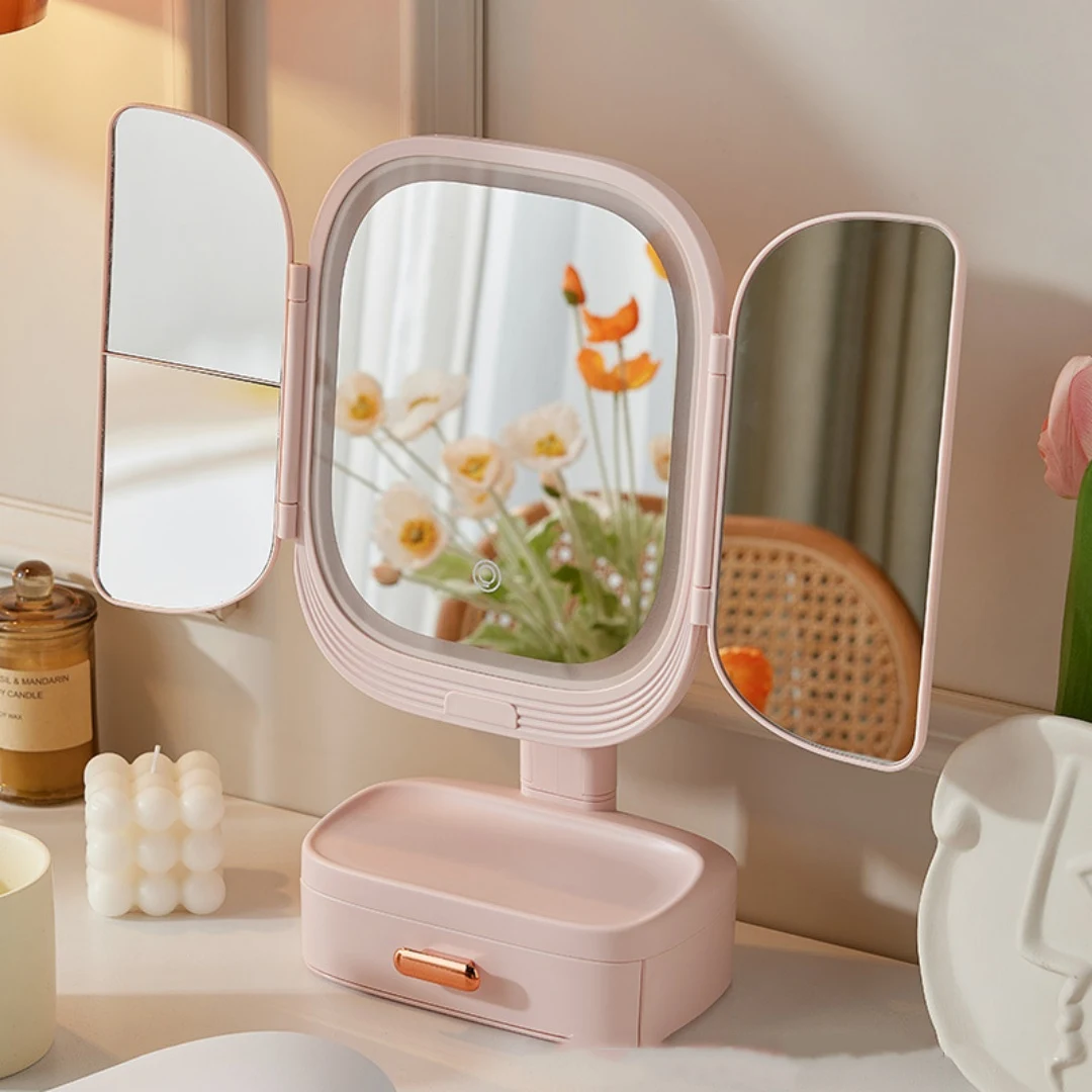 Foldable LED Vanity Mirror · Champagne, photo 2