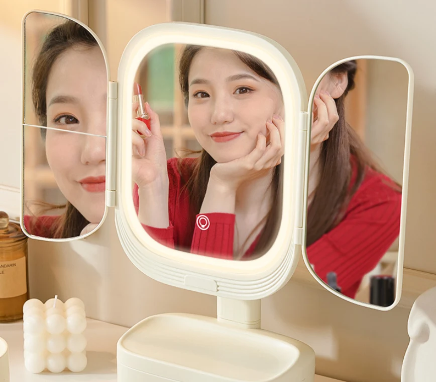 Foldable LED Vanity Mirror · Champagne, photo 3