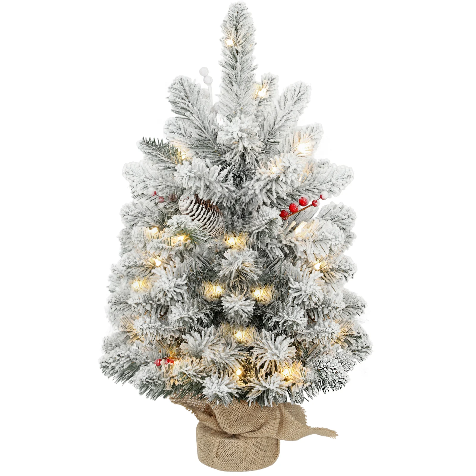 Pre-Lit Snowy Tabletop Tree · 60 cm