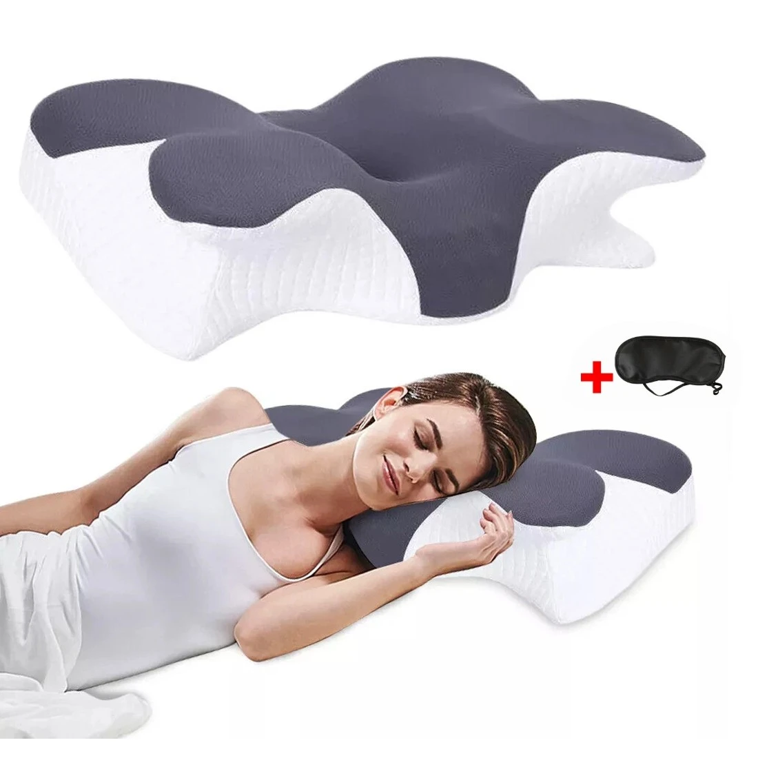 Contoured Memory Foam Pillow · Grey