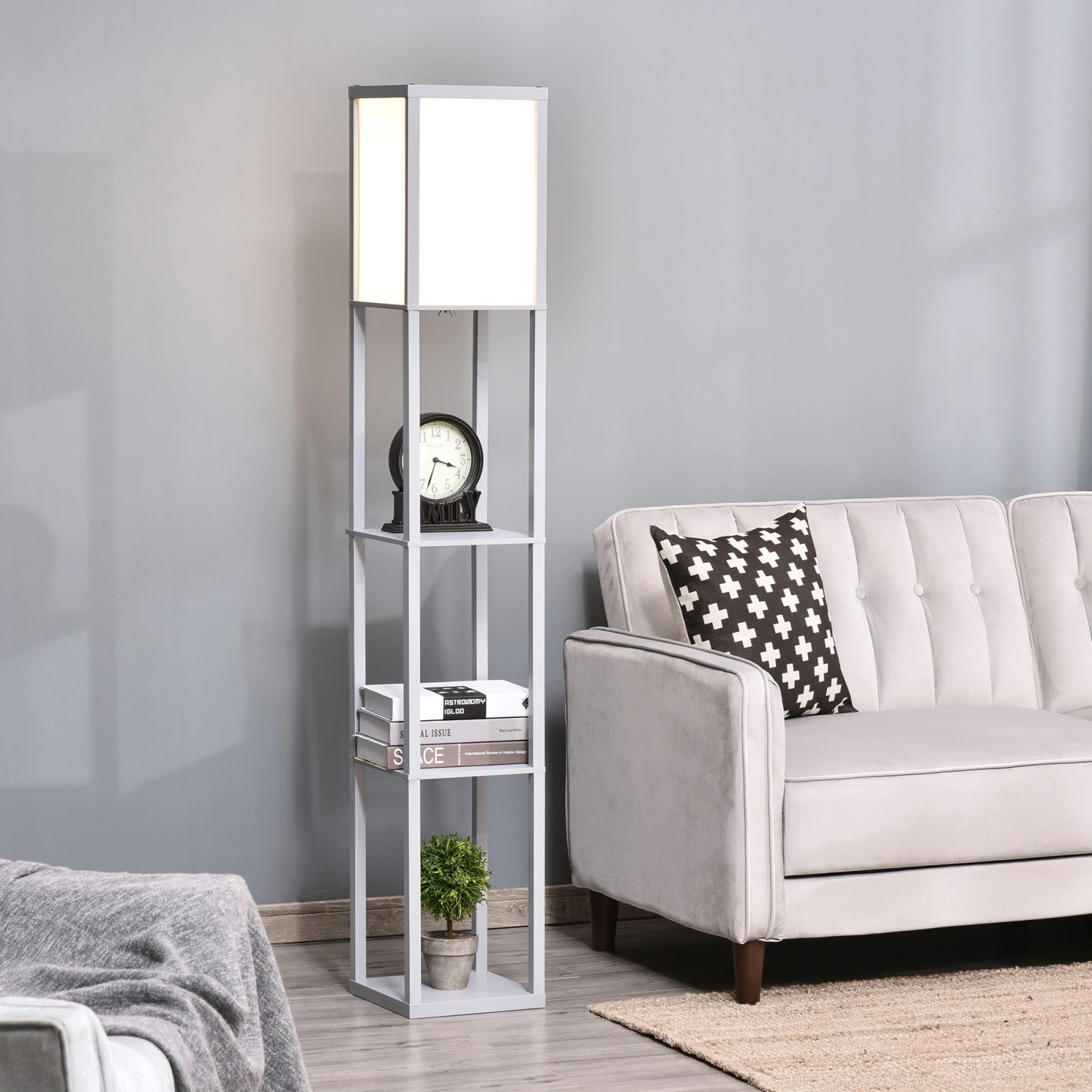 Three-Tier Shelf Floor Lamp · Grey, photo 2