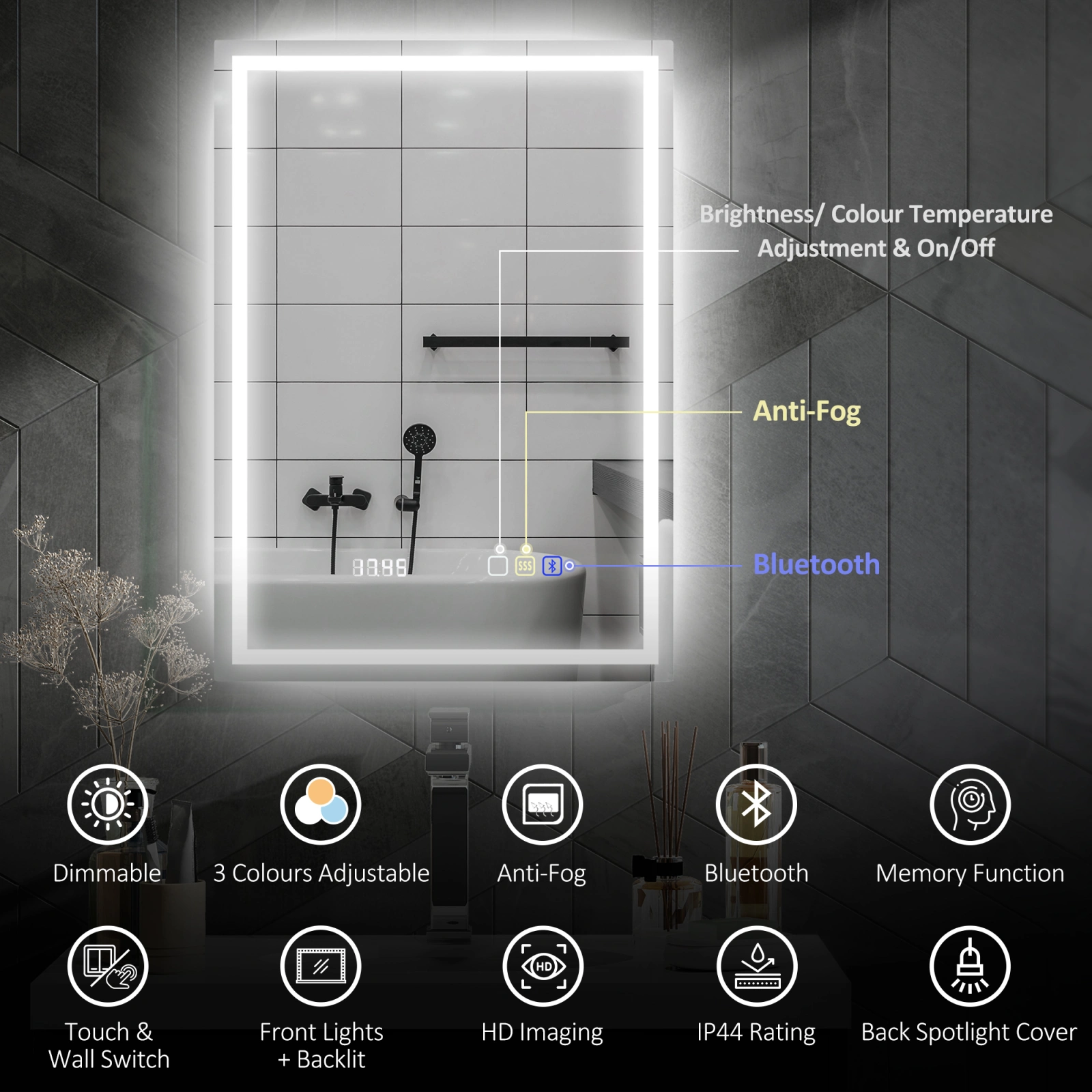 LED Bathroom Mirror · 50 × 70 cm, photo 2