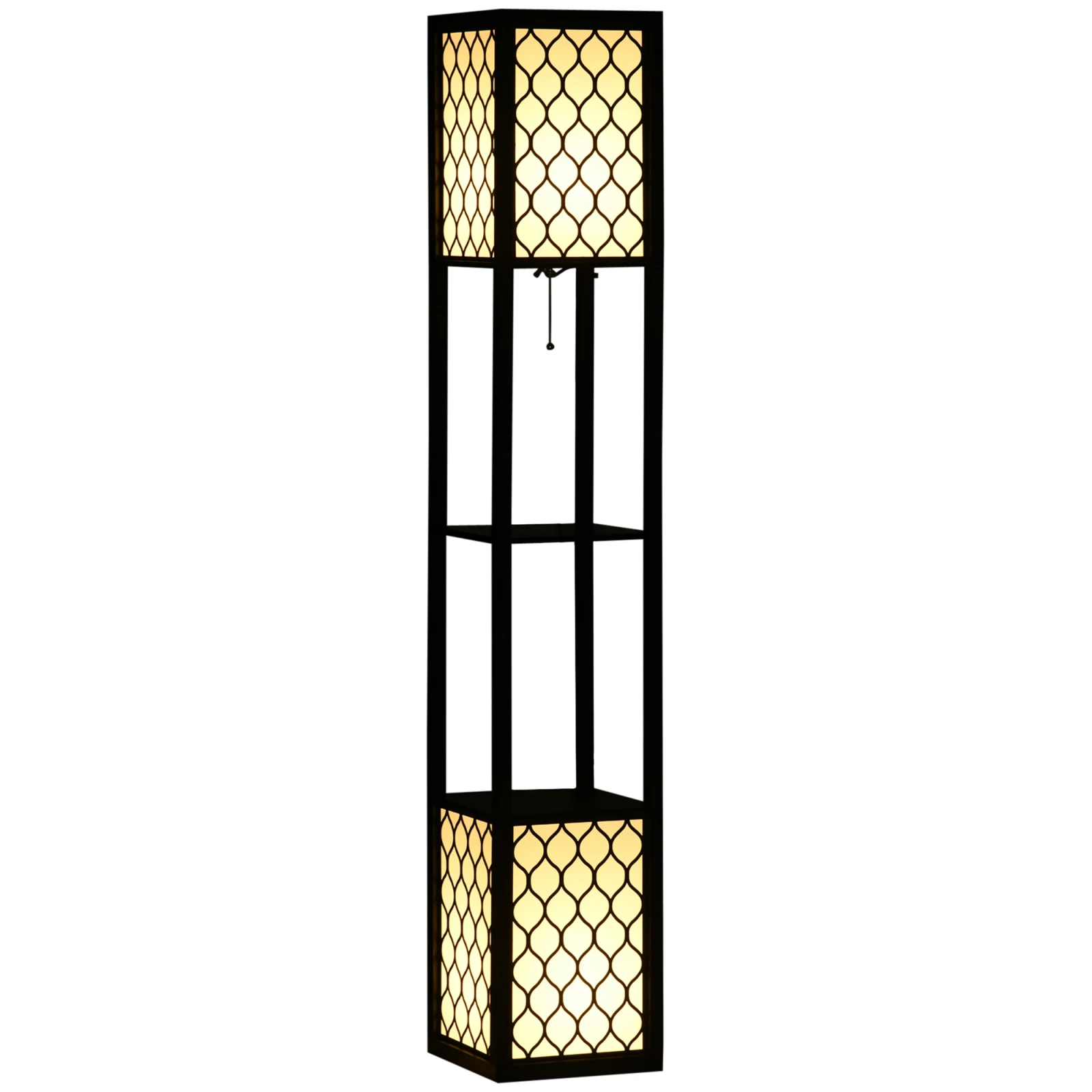 Dual-Light Shelf Floor Lamp · Black