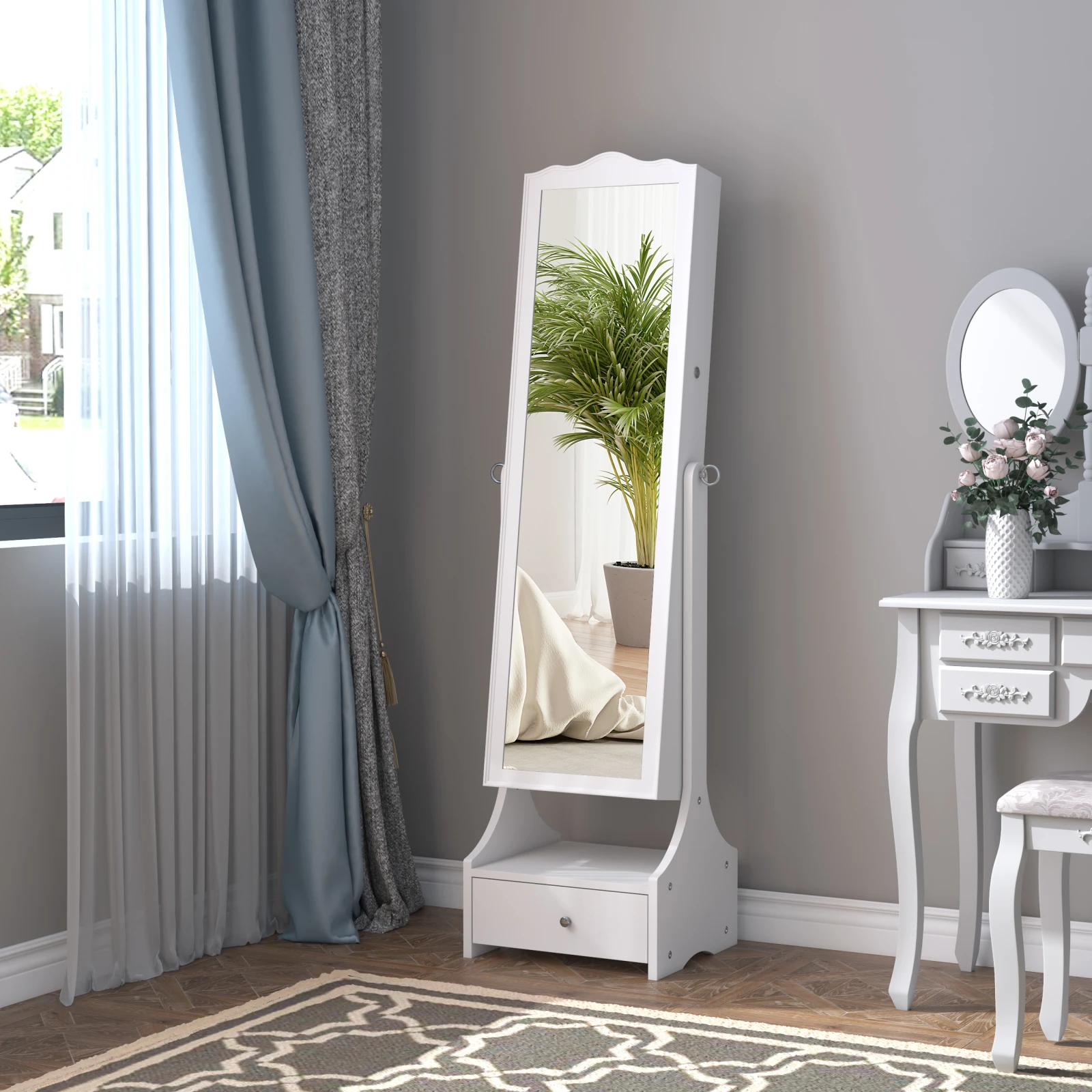 Standing Jewellery Mirror Cabinet · White