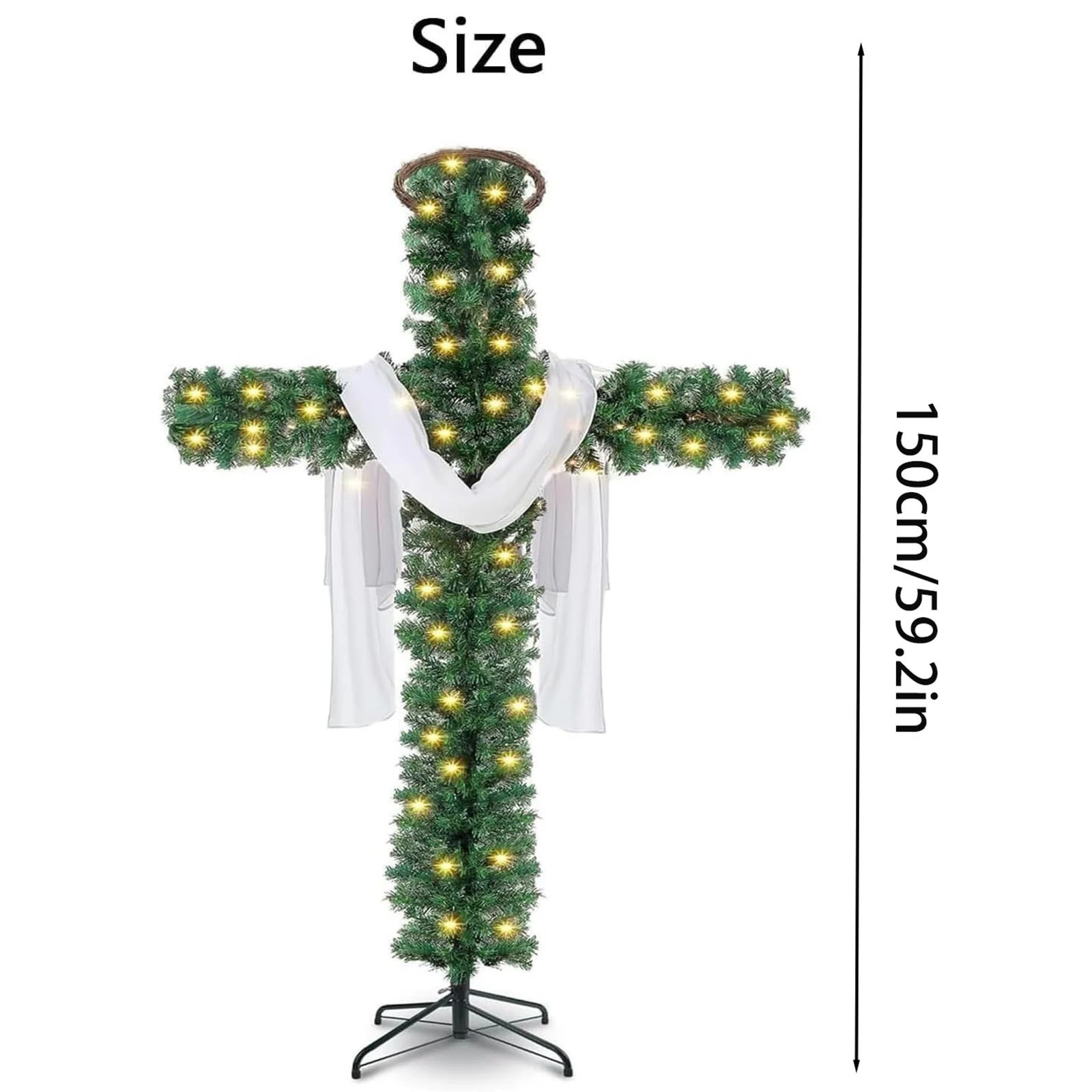 Festive Foliage Cross Decoration · 150 or 180 cm