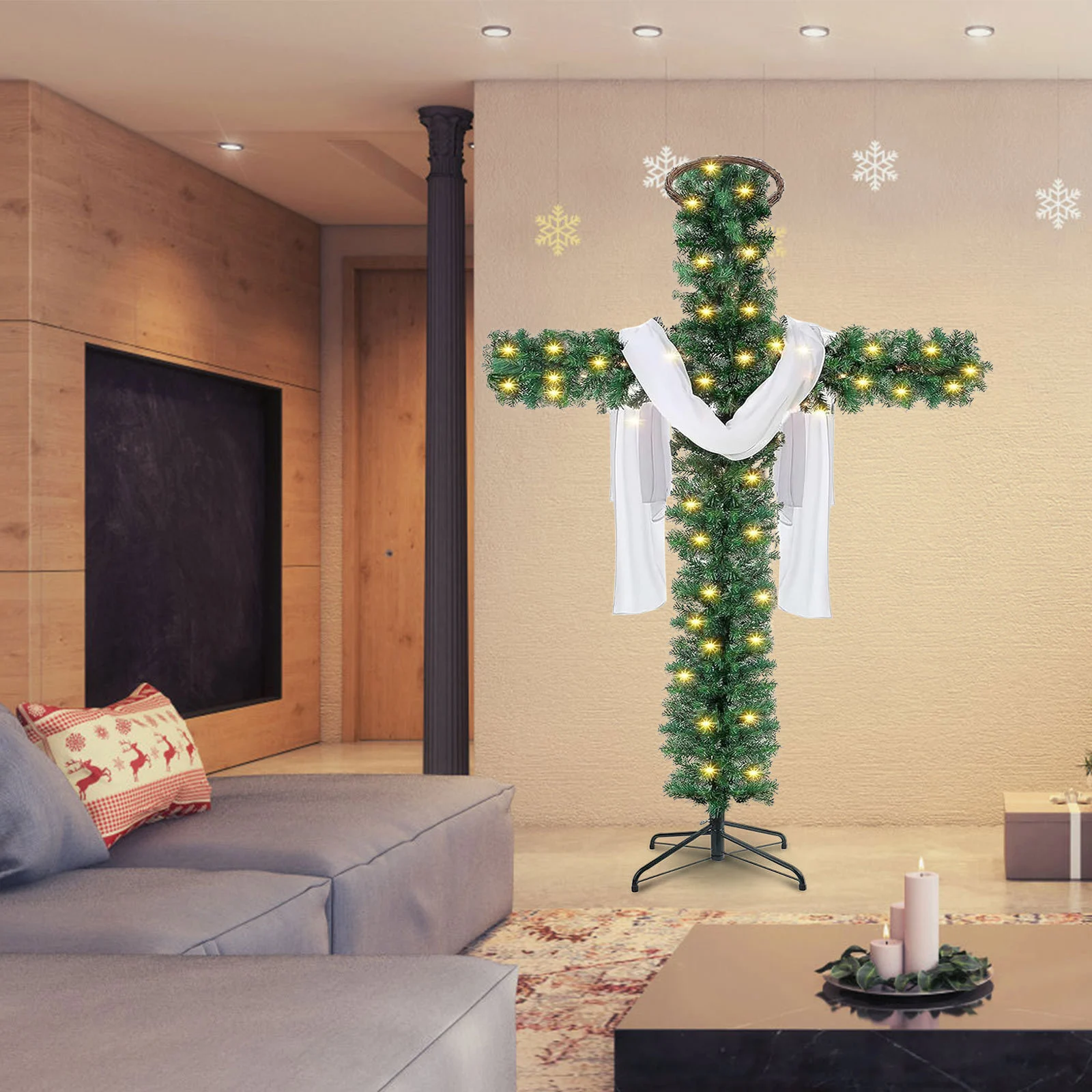 Festive Foliage Cross Decoration · 150 or 180 cm, photo 2