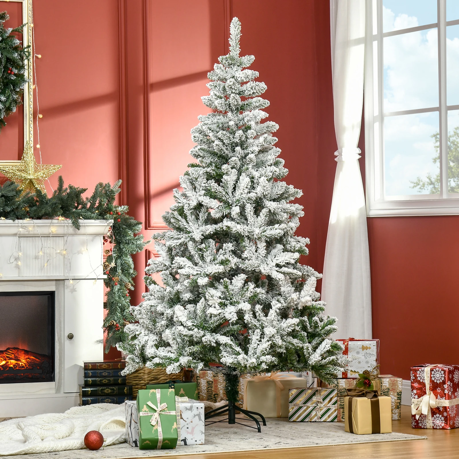 Snow-Flocked Pine Christmas Tree · 6 ft, photo 2