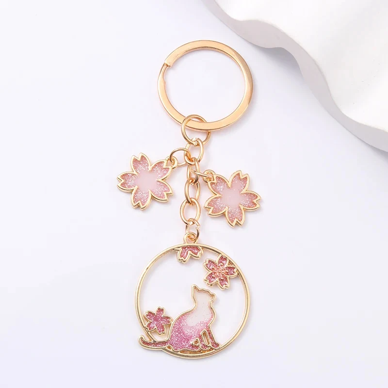 Cat & Blossom Keyring