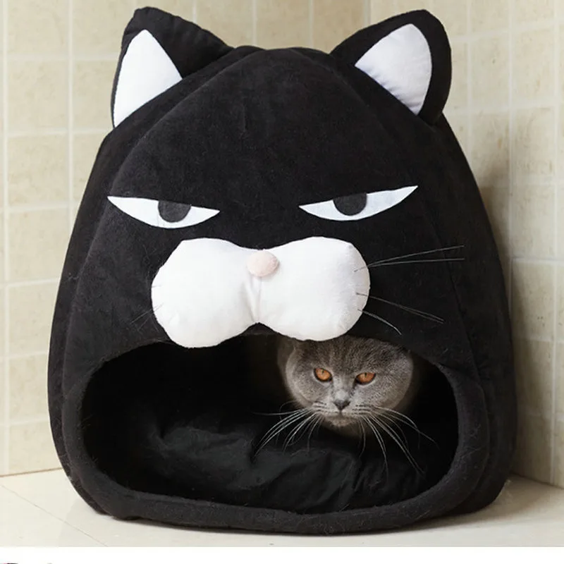 Cat-Face Pet Cave · Black