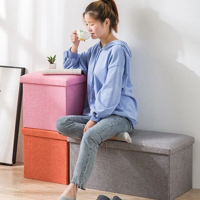 Foldable Storage Ottoman · Grey, photo 4