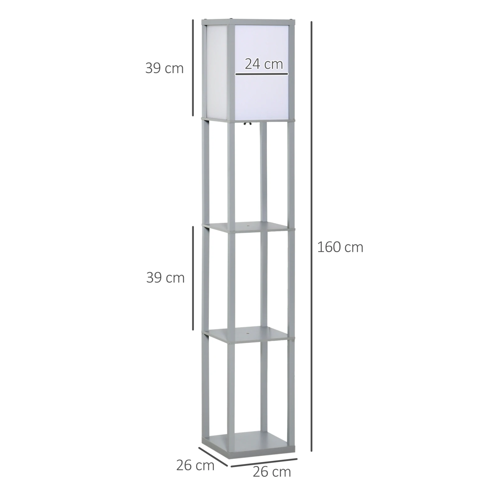 Three-Tier Shelf Floor Lamp · Grey, photo 4