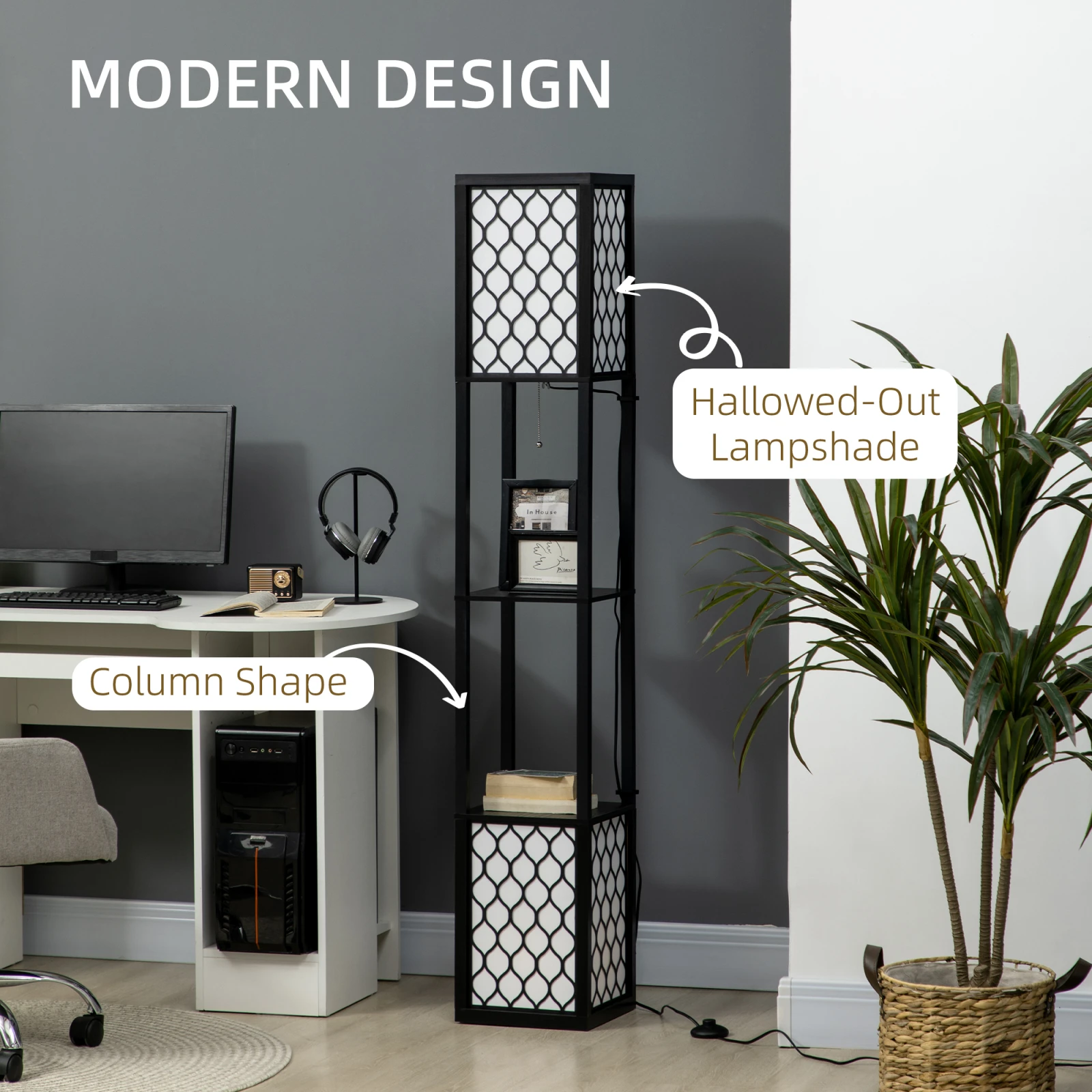 Dual-Light Shelf Floor Lamp · Black, photo 4