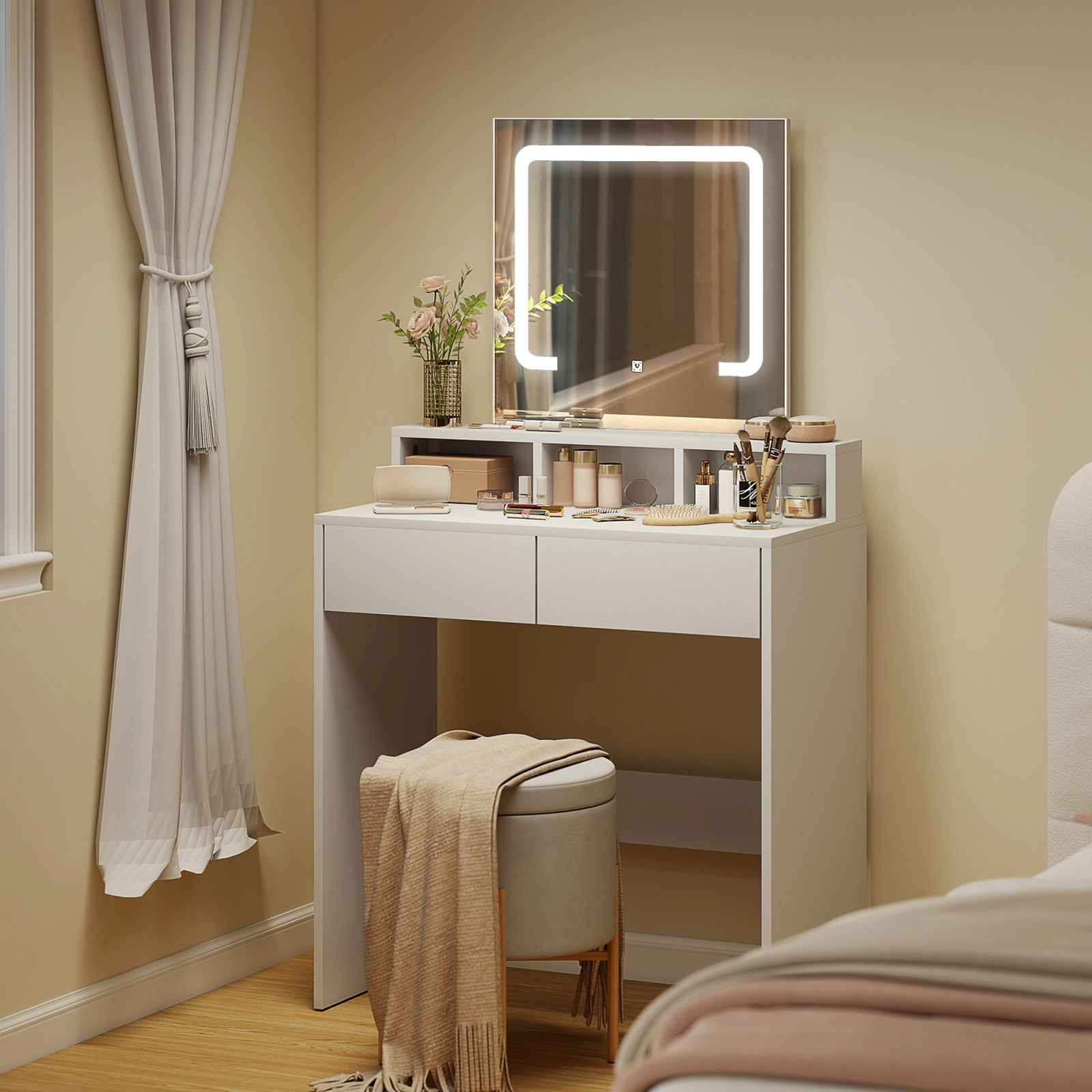 Dressing Table with LED Mirror · White, photo 4