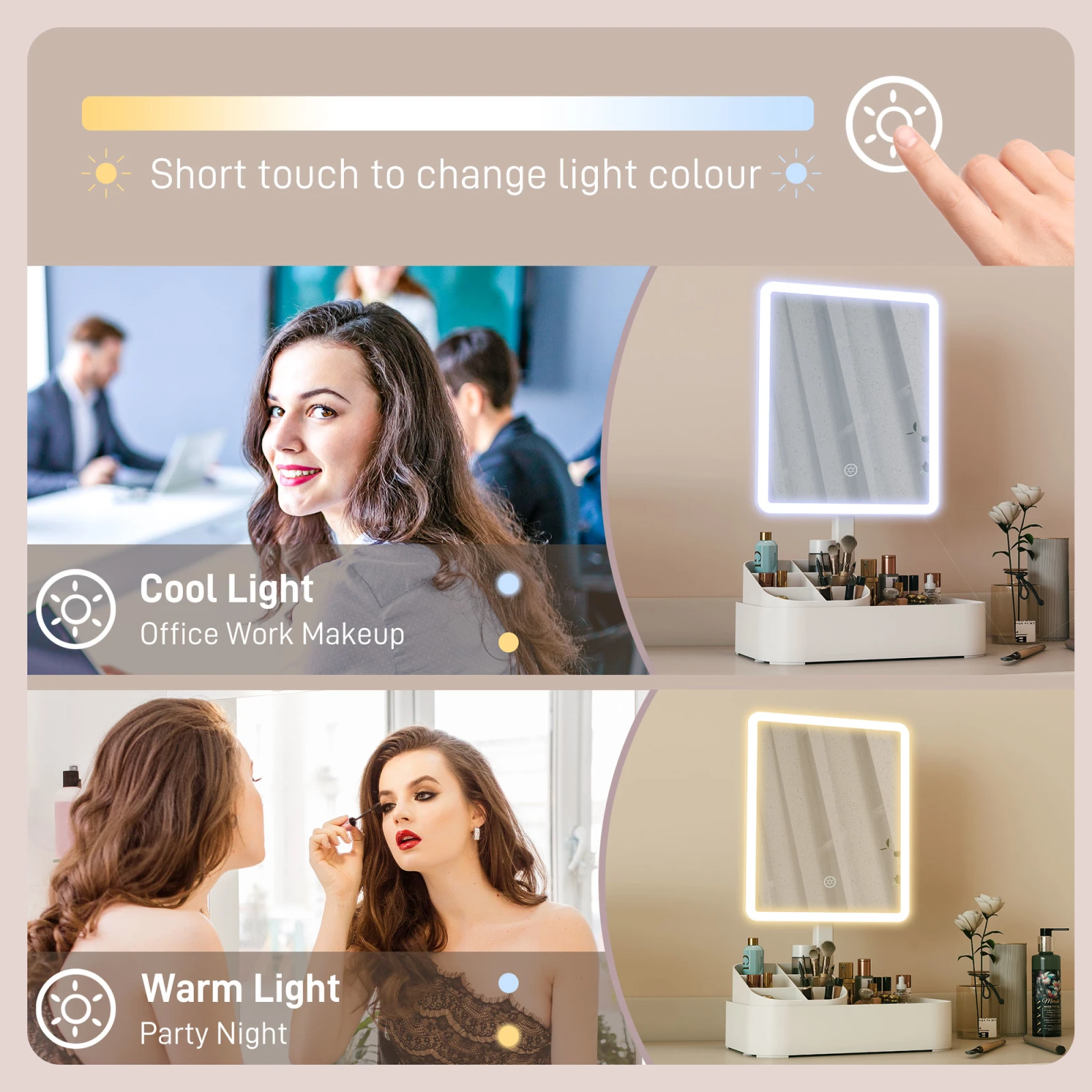 Rechargeable Vanity Mirror · White, photo 4