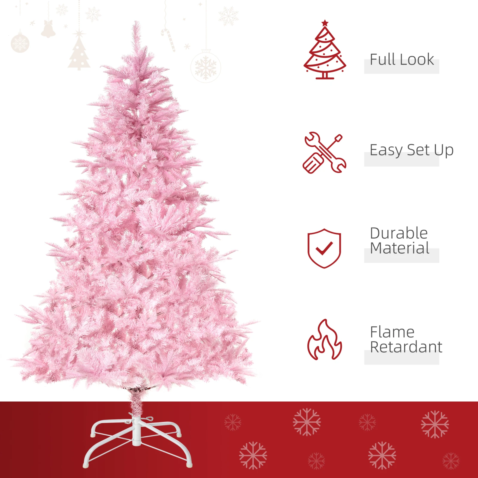 Pink Artificial Christmas Tree · 5 ft, photo 4