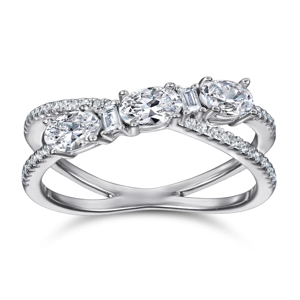 Crossed-Band Sparkle Ring, photo 4