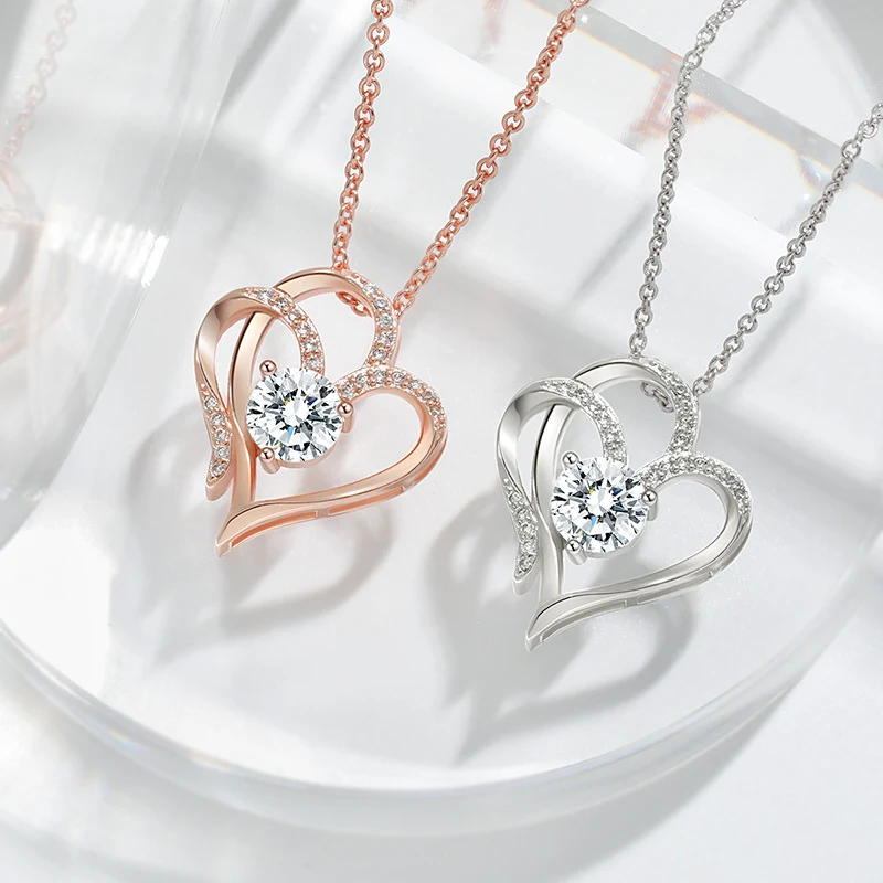 Rose Gold-Tone Double Heart Necklace, photo 4