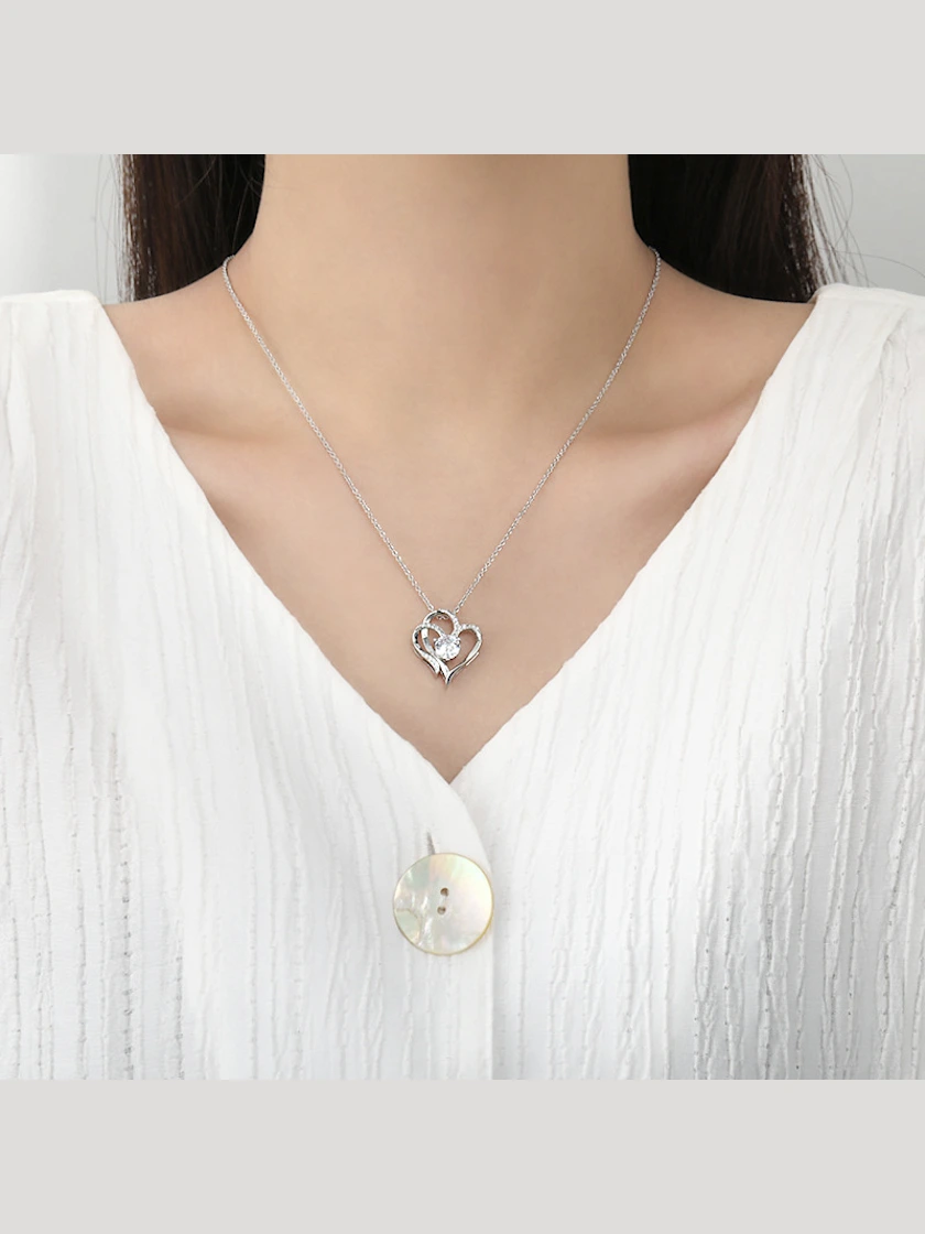 Rose Gold-Tone Double Heart Necklace