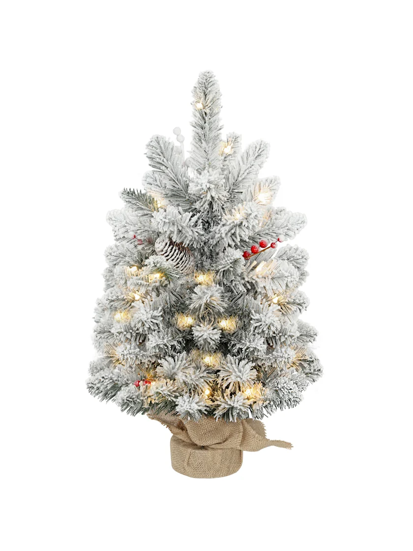 Pre-Lit Snowy Tabletop Tree · 60 cm