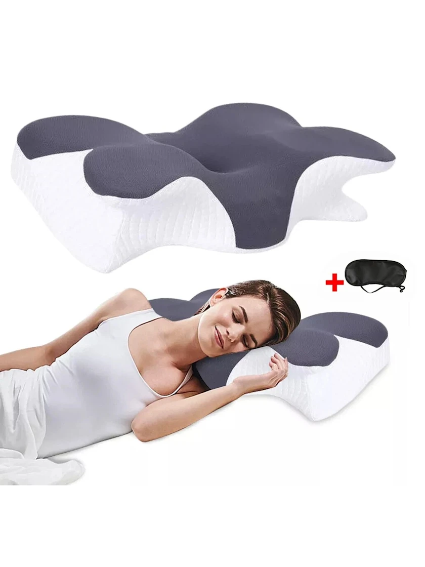 Contoured Memory Foam Pillow · Grey