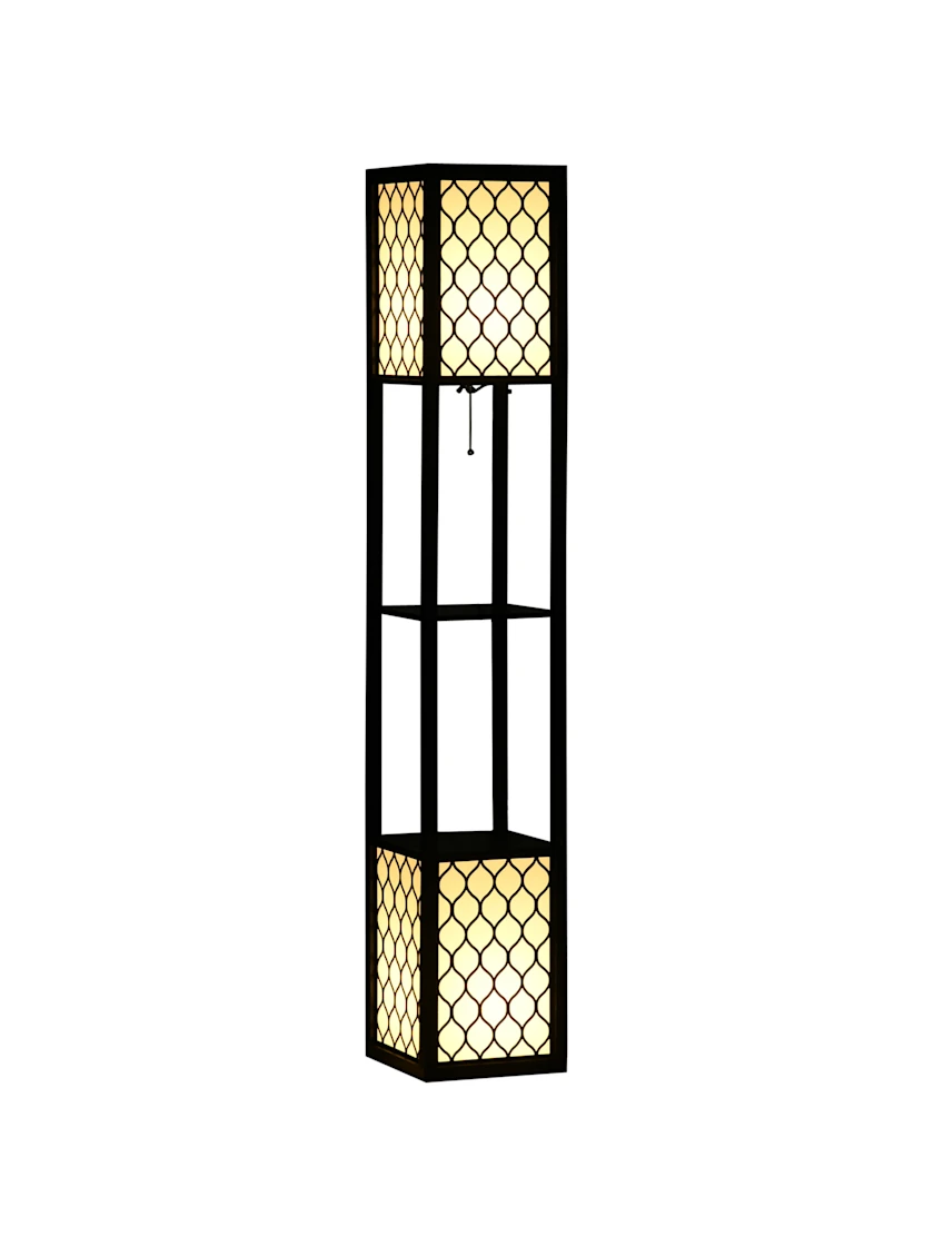 Dual-Light Shelf Floor Lamp · Black