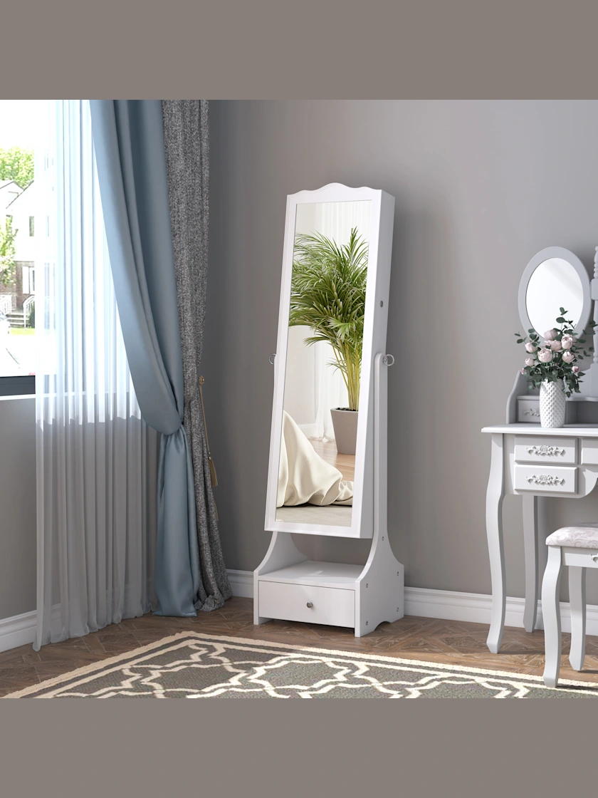 Standing Jewellery Mirror Cabinet · White