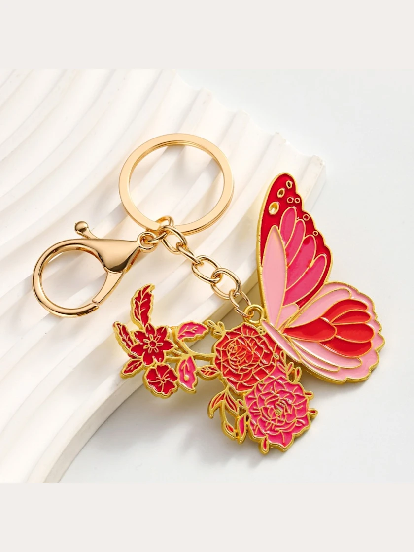 Butterfly & Flower Keyring