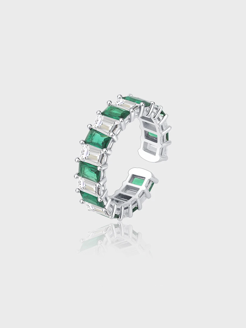 Green Geometric Stone Ring
