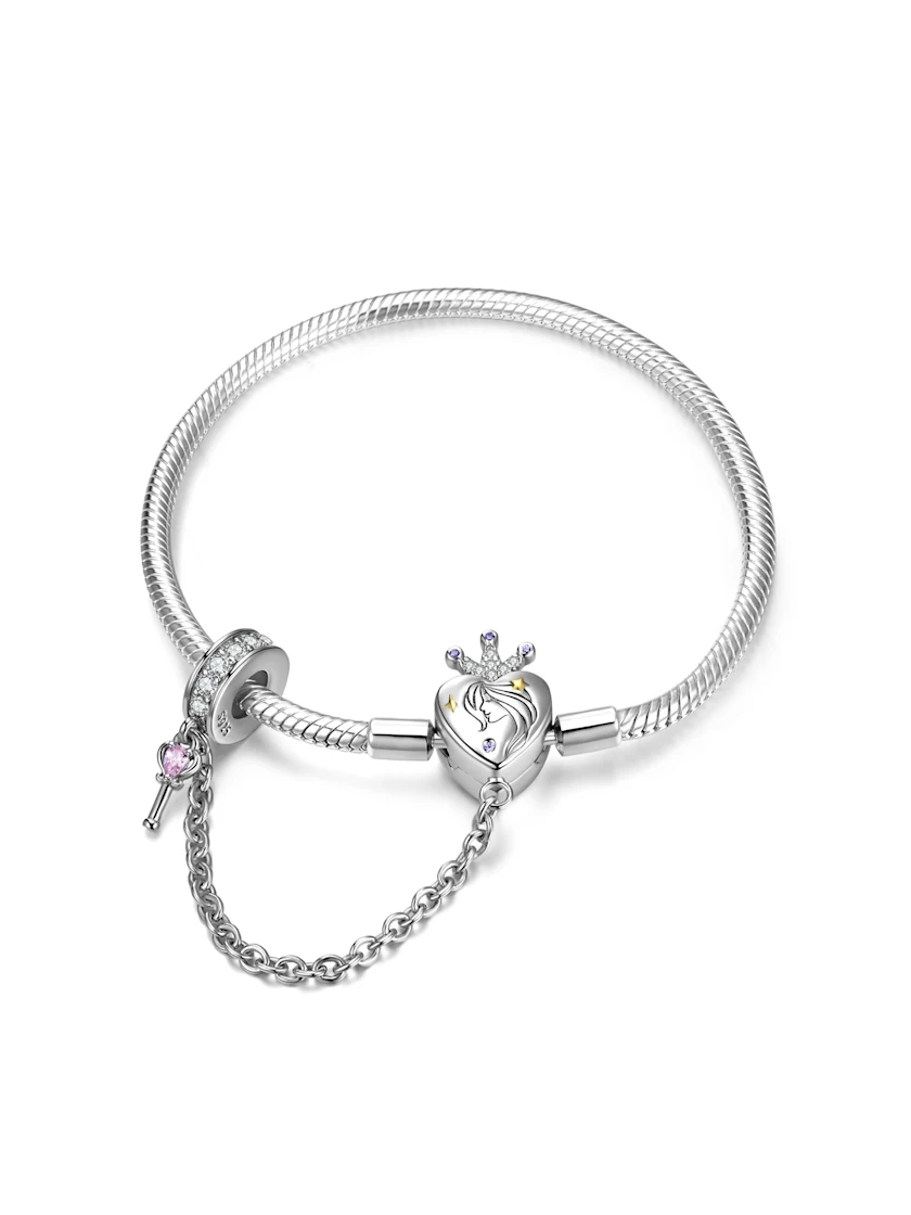 Heart-Lock Charm Bracelet